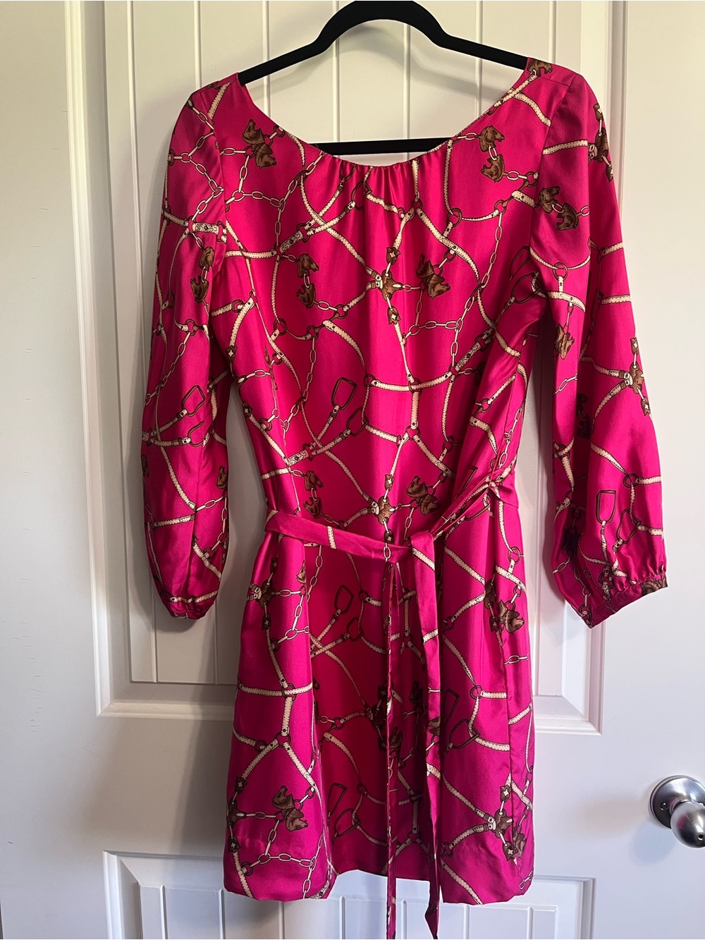 Britt Ryan 100% Silk Dress Made In USA Equestrian Horses 🐴 Size 8 Summer READ